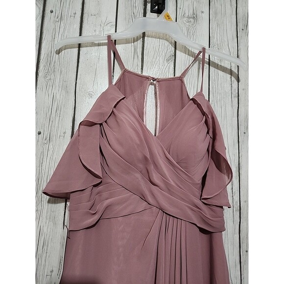 Azazie Dakota Bridesmaid Dress Womens Size A10 Vintage Mauve Leg Slit Maxi New - Picture 2 of 12